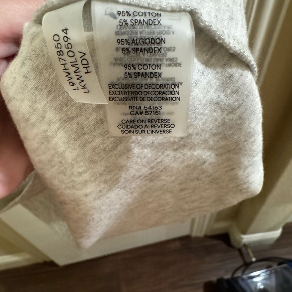 Karl Lagerfeld Light Gray Pearl-Accented Short Sleeve Top - Picture 3 of 3